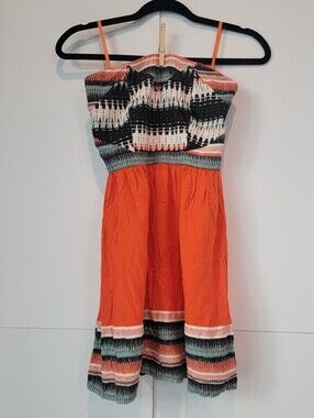 Silence + Noise Orange Tribal Print Strapless Sundress Size XS